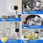 Electric Multi-Function Cleaning Brush with 5 Interchangeable Heads