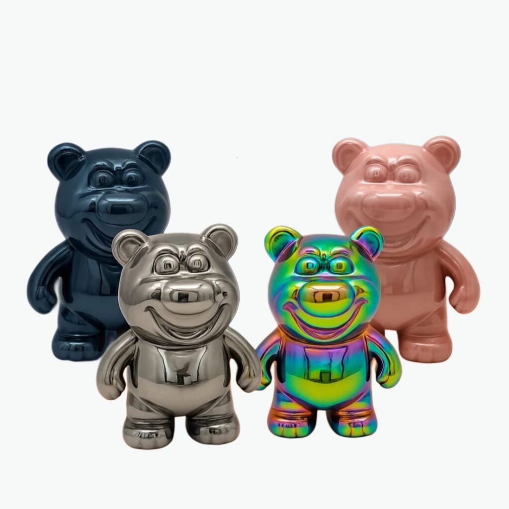 Multicolor and Rainbow Chrome Bear Coin Bank