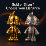 Astro Boy-Inspired Coin Bank – Chrome Gold & Silver