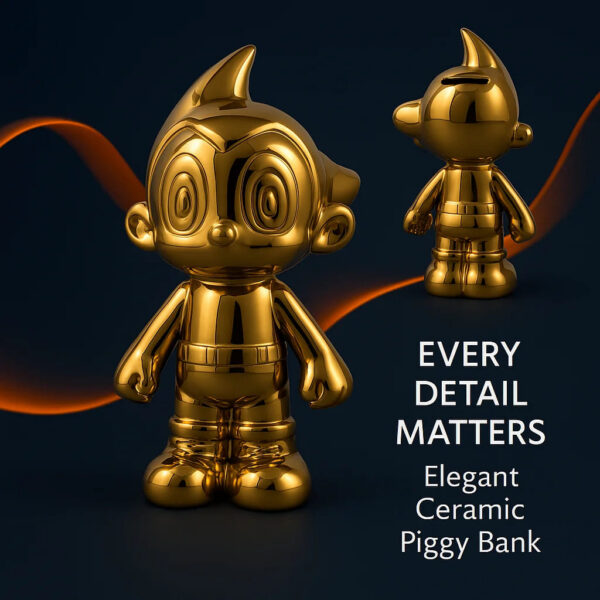 Astro Boy-Inspired Coin Bank – Chrome Gold & Silver