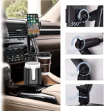 Car Cup Holder Expander Tray – Adjustable Car Food Table with 3 Cup Holders