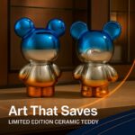 Chrome Bear Piggy Bank Blue & Orange