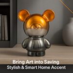 Chrome Bear Piggy Bank Orange & Silver