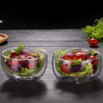 Double Wall Transparent Glass Bowl