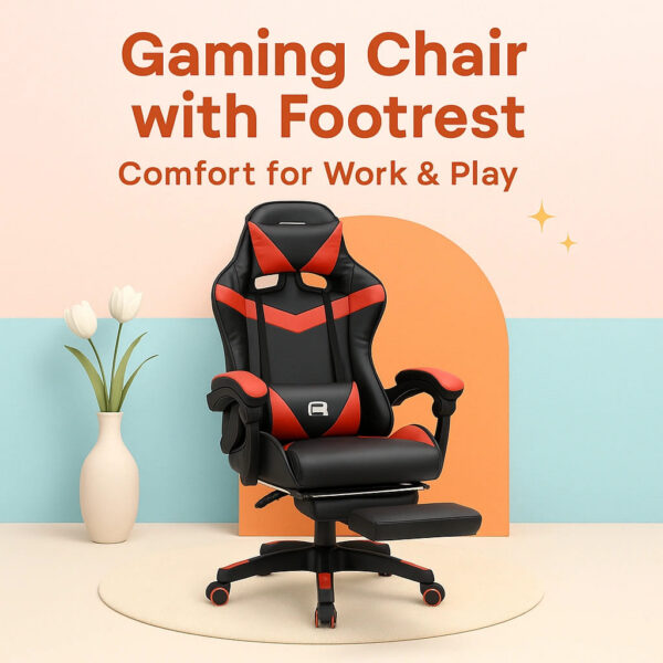Ergonomic Gaming Chair with Footrest