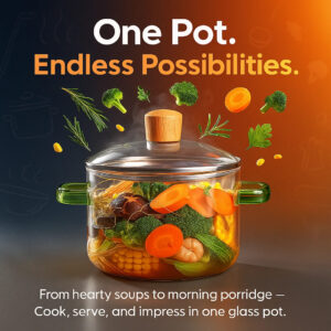 Heat-Resistant Glass Cooking Pot – 1.5L (50oz)