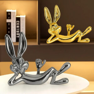 Modern Chrome Rabbit Figurine