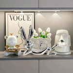 Modern Chrome Rabbit Figurine