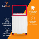White Hard Shell Travel Suitcase with Red Accents