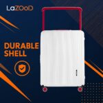 White Hard Shell Travel Suitcase with Red Accents