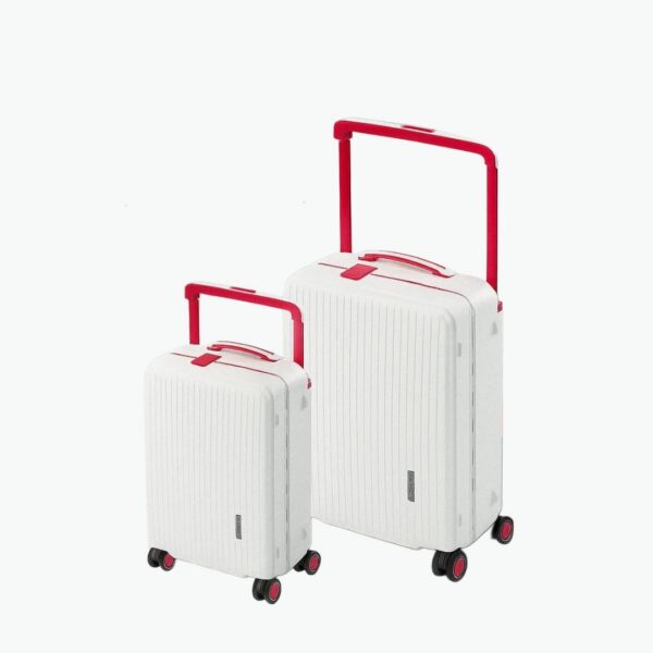 White Hard Shell Travel Suitcase with Red Accents