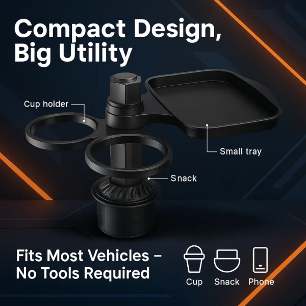 CZ-94200 – Compact Dual Cup Holder with Rotatable Tray