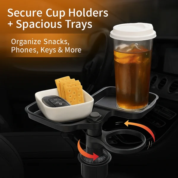 CZ-94201 – Dual Cup Holder with Large & Small Rotatable Trays