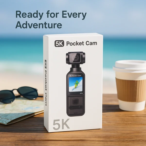 5K Pocket Cam – Ultra HD Action Camera with EIS, WiFi, 110MP Wide-Angle Lens & Full Accessory Kit