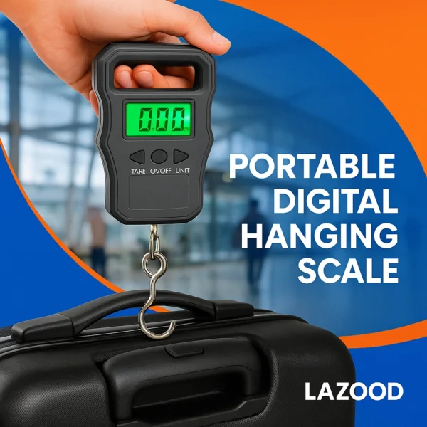Portable Digital Hanging Scale – 50kg Capacity, LCD Display, Tare & Data Lock Functions, Multi-Unit Conversion, Backlight – Ideal for Travel, Fishing, and Home Use