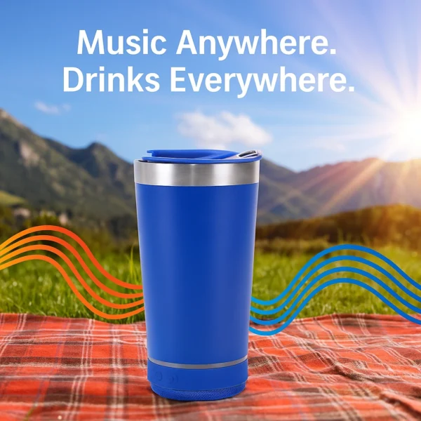 16oz Bluetooth Speaker Mug – Stainless Steel Cup with Wireless Speaker & Bottle Opener – Multifunctional Gift for Music & Drink Lovers