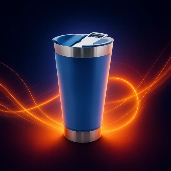 18/8 Stainless Steel Thermos Travel Mug – Double Wall Vacuum Insulated Cup with Lid – 14 oz Reusable Coffee, Tea,  Tumbler for Car, Office, or Outdoor Use – Custom Logo Available