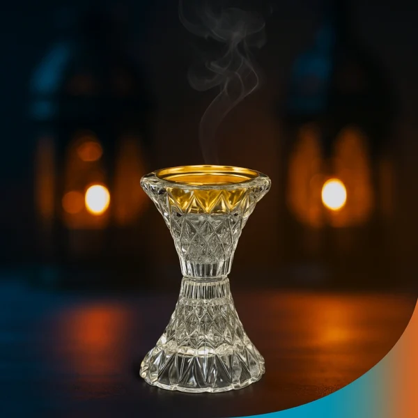 Luxury Crystal Arabic Incense Burner – Metal & Transparent Glass Oud Burner | Mabkhara | Madkhan