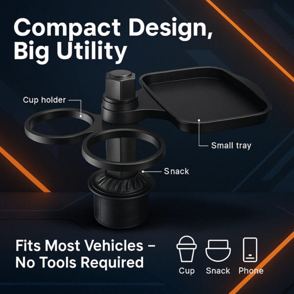 CZ-94200 – Compact Dual Cup Holder with Rotatable Tray