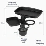 Multifunctional Car Cup Holder and Food Tray - Black