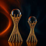 Clear Crystal Ball with Gold Metal Stand