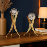 Crystal Ball paired wita luxurious golden metal stands