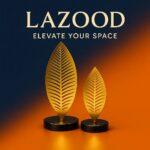 قطعة أثاث فينة من المعدن على شكل ورقة على حامل خشبي