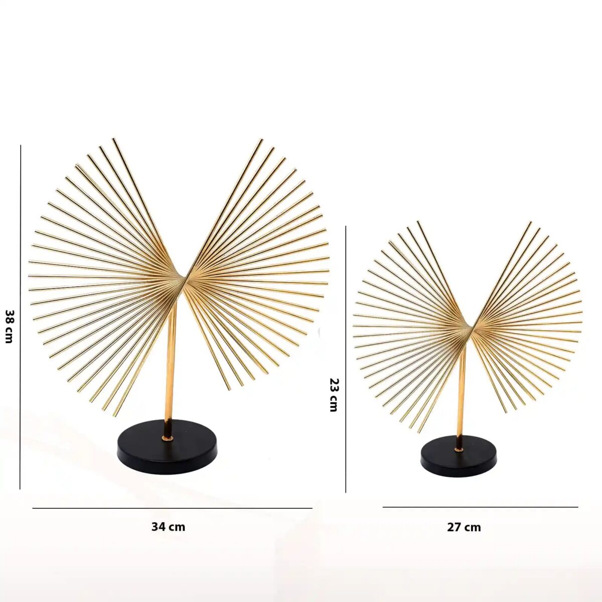 تمثال فني هندسي من خطوط معدنية مع قاعدة