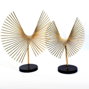 Geometric Metal Line Art Sculpture with Stand