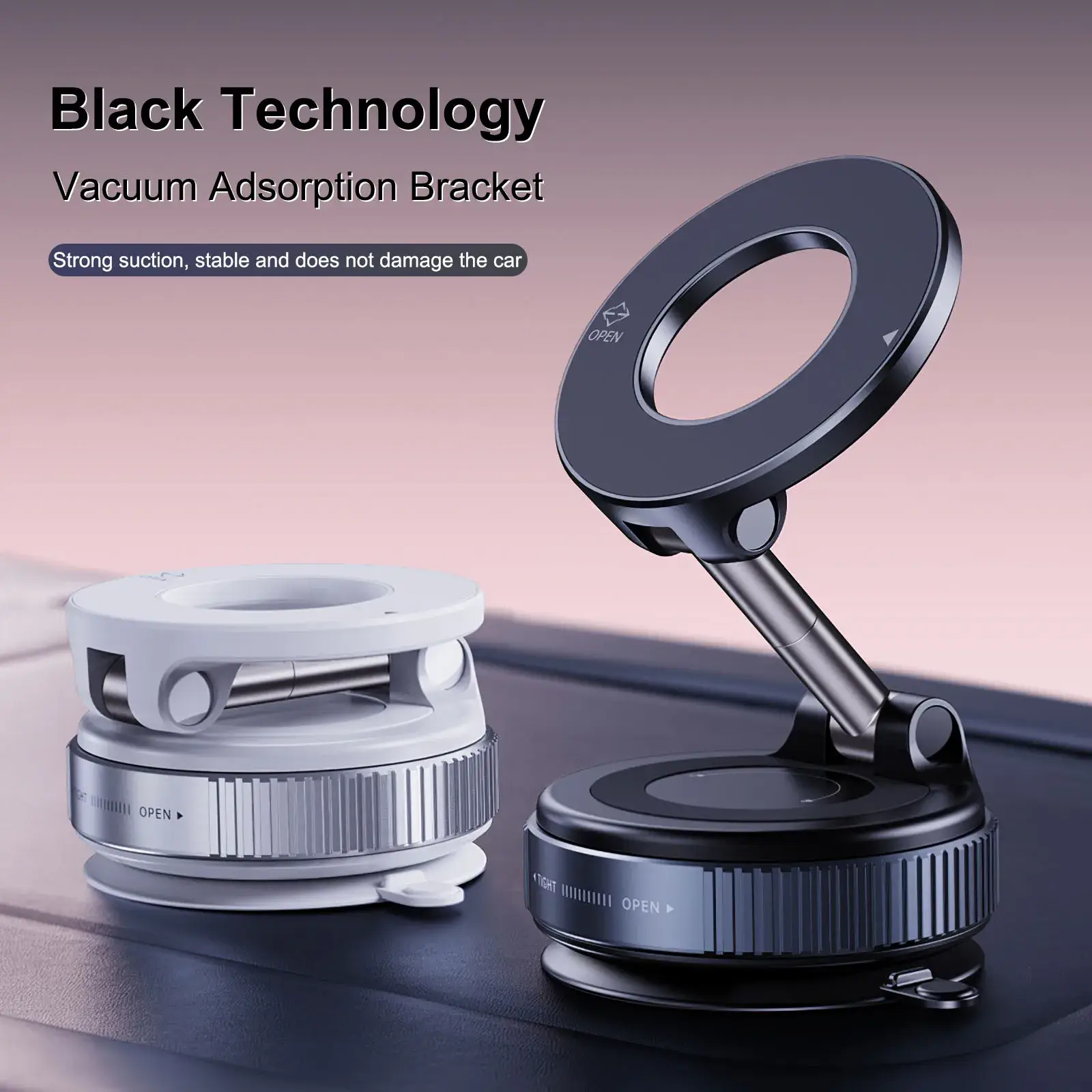 K007 Vacuum Suction Magnetic Phone Holder (BlackWhite) حامل هاتف مغناطيسي K007