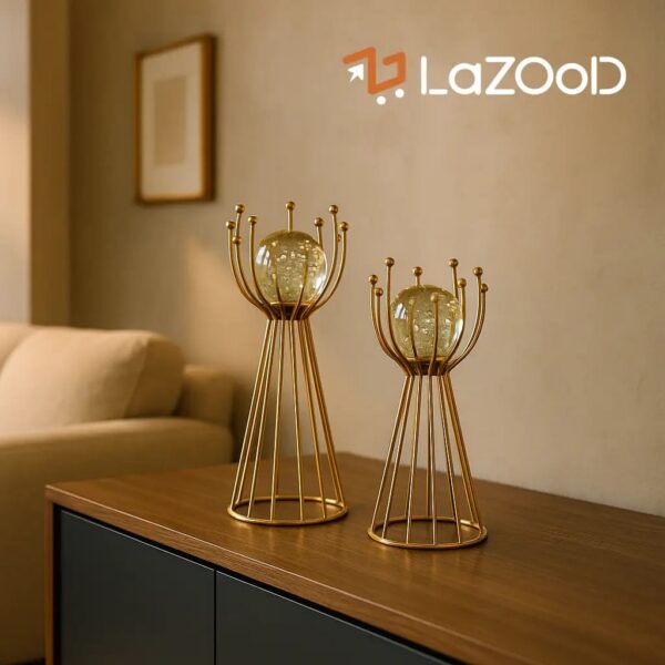 Metal Stand with Clear Crystal Decorative Ball