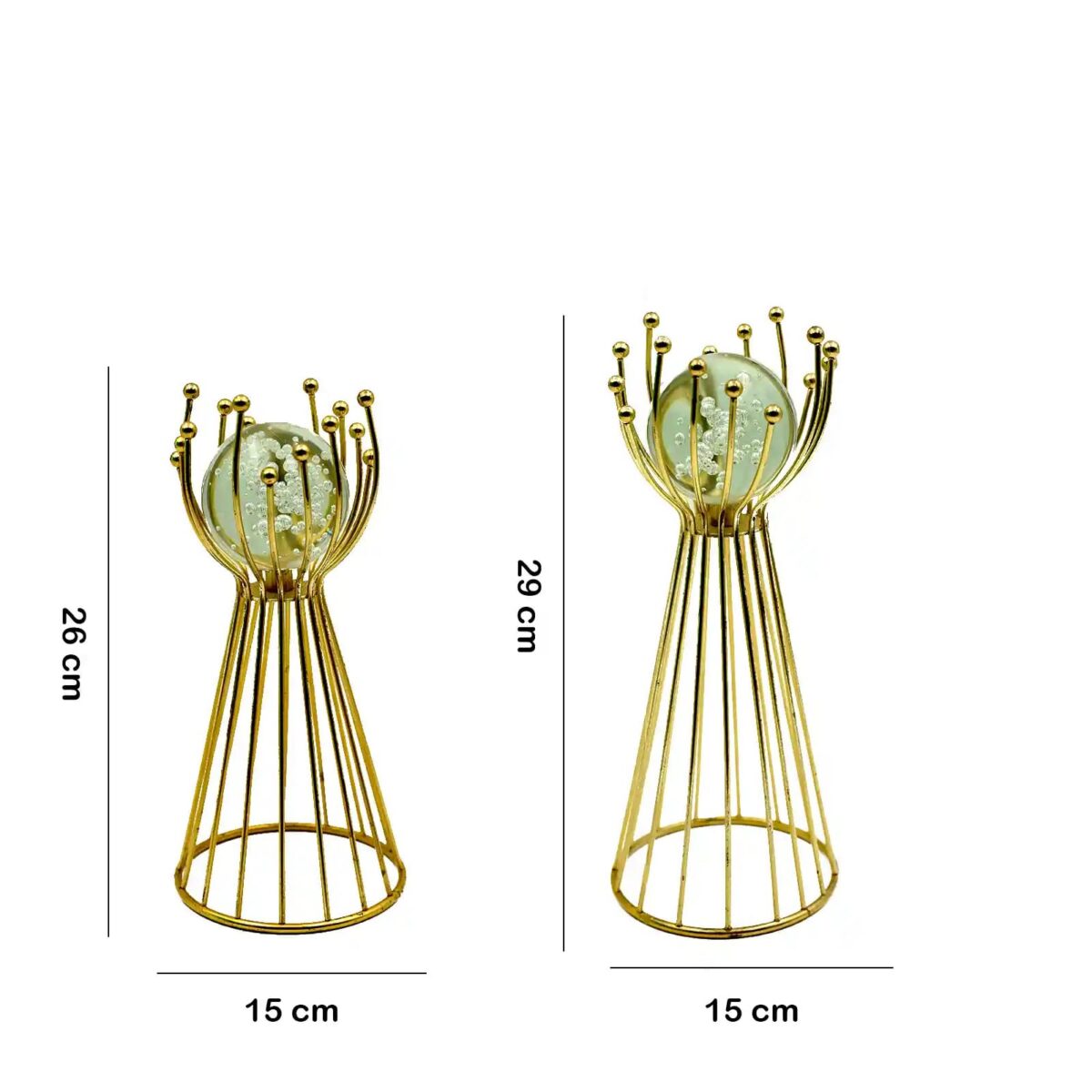 حامل معدني مع كرة كريستالية شفافة للزينة