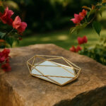 طقم صينيتين للتقديم زجاجية سداسية الشكل