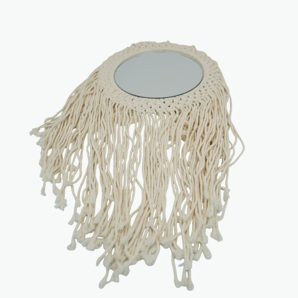Acrylic Decorative Mirror with Macrame Frame
