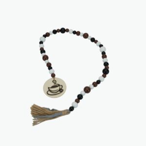 Wooden Bead Garland Coffee Cup with Tassel
