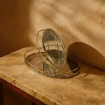 Decorative Oval Metal Serving Tray with Mirror