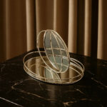 Decorative Oval Metal Serving Tray with Mirror