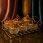 طقم صواني تقديم بتصميم الكرز مكون من 6 قطع – ذهبي