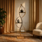 حامل أرضي مع رفوف زجاجية