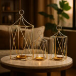 Gold Cage Lantern Candle Holder