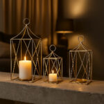 Gold Cage Lantern Candle Holder