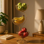 Three-Tier Gold Metal Fruit Stand