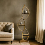 حامل أرضي مع رفوف زجاجية