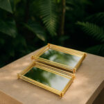 صينية معدنية ديكورية مع مرآة