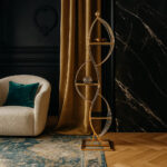 حامل أرضي مع رفوف زجاجية