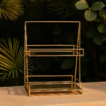 حامل هرمي مستطيل بطابقين مع رفوف مرآة