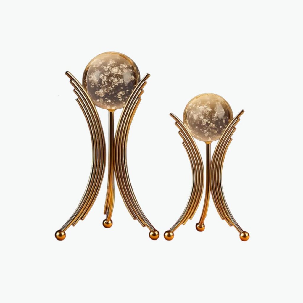Crystal Ball paired wita luxurious golden metal stands