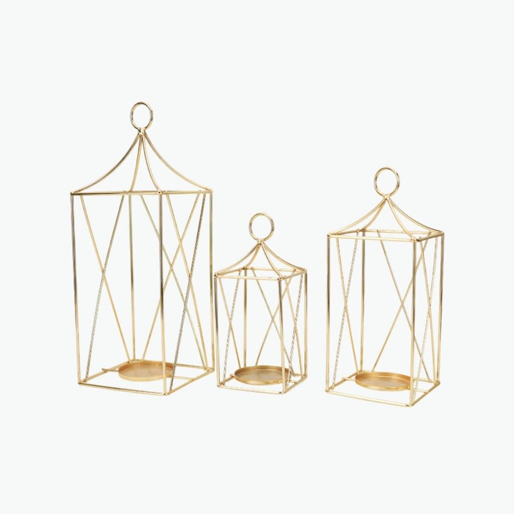 Gold Cage Lantern Candle Holder