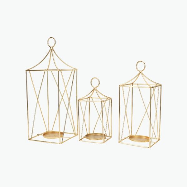 Gold Cage Lantern Candle Holder