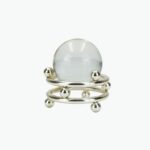 Set of 2 Elevated Crystal Balls on Steel Stands